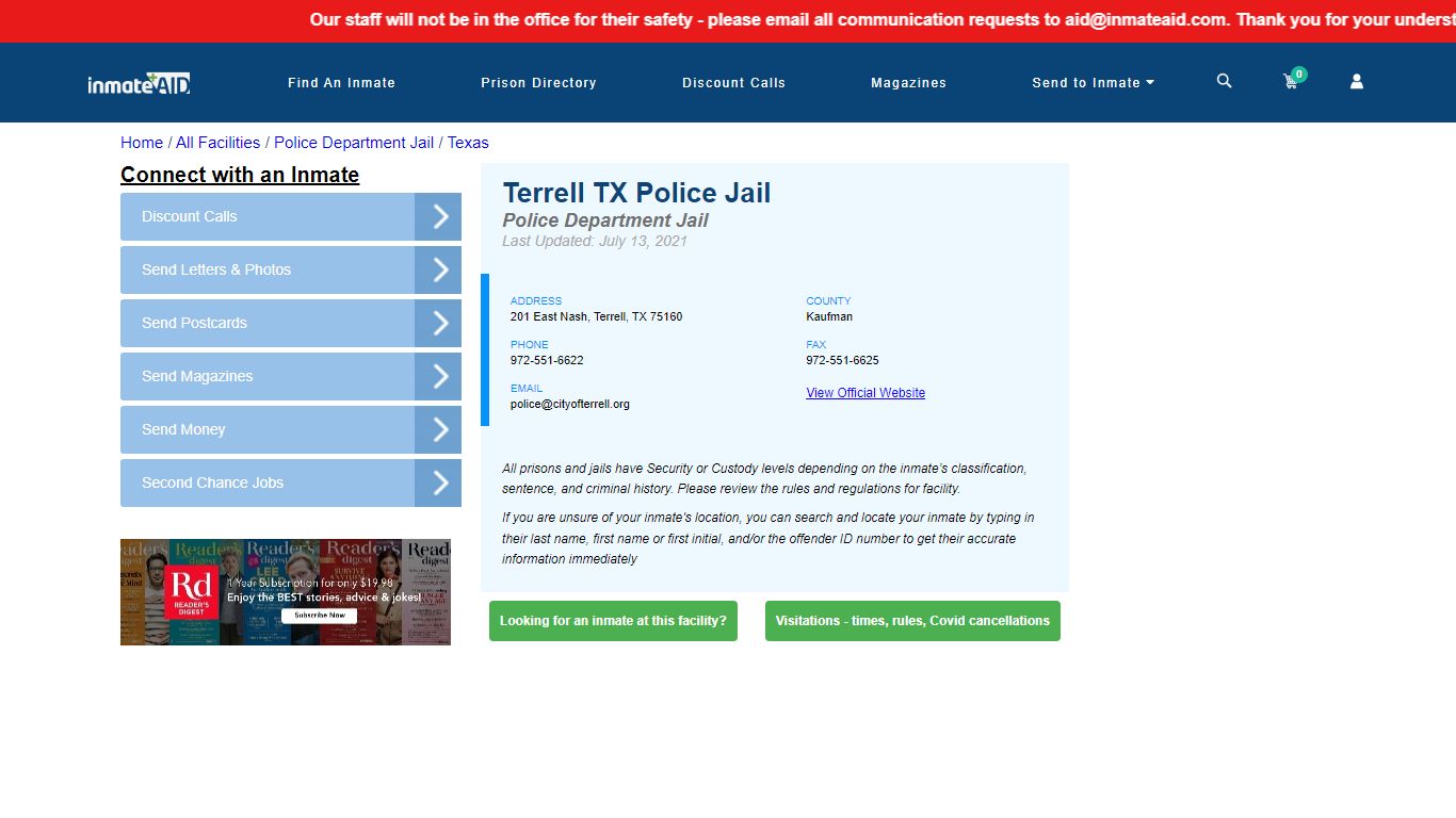 Terrell TX Police Jail & Inmate Search - Terrell, TX